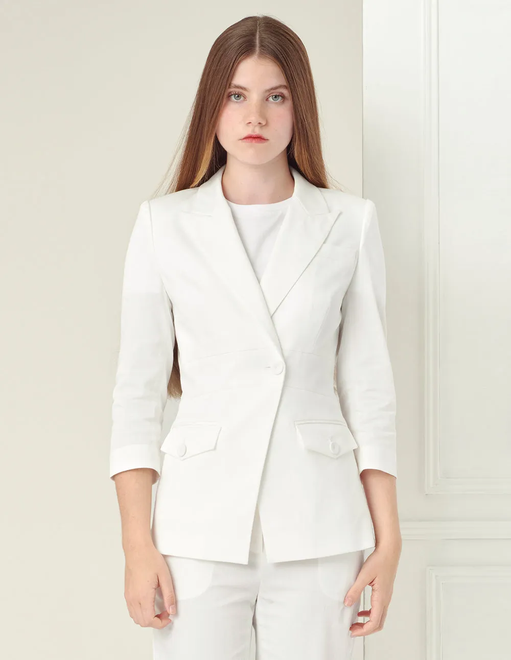 Pearl White Slim Cut Blazer