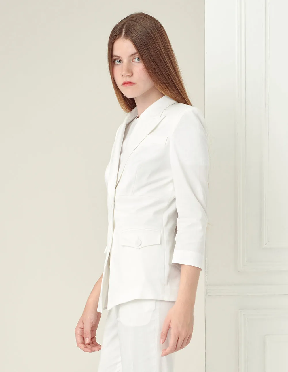 Pearl White Slim Cut Blazer