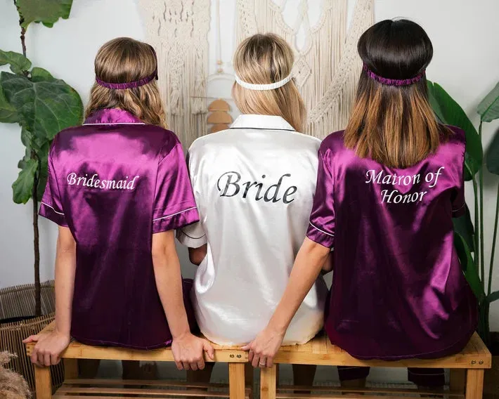 Personalized Matching Satin Pajamas for Bride Squad- S L