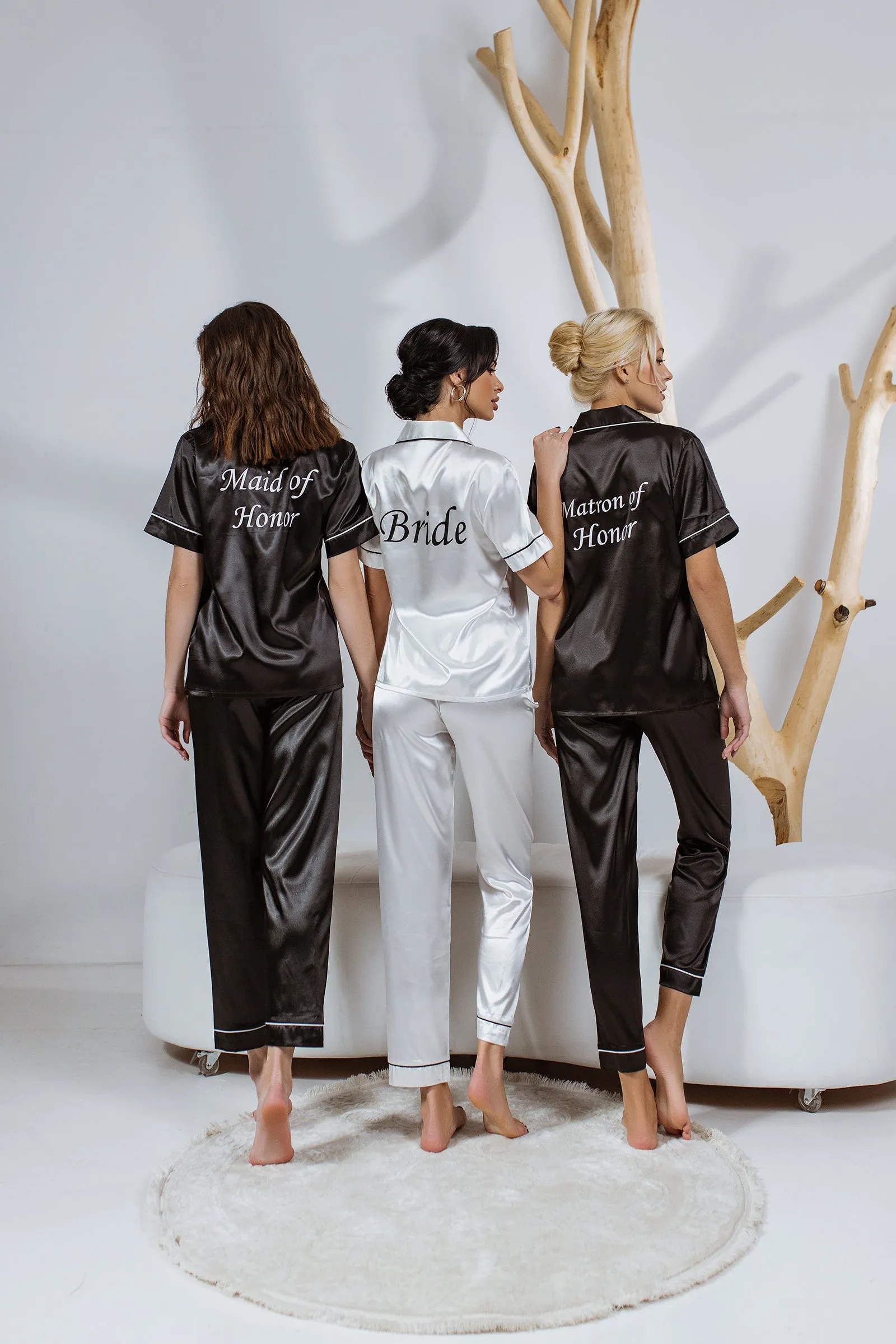 Personalized Matching Satin Pajamas for Bride Squad- S L