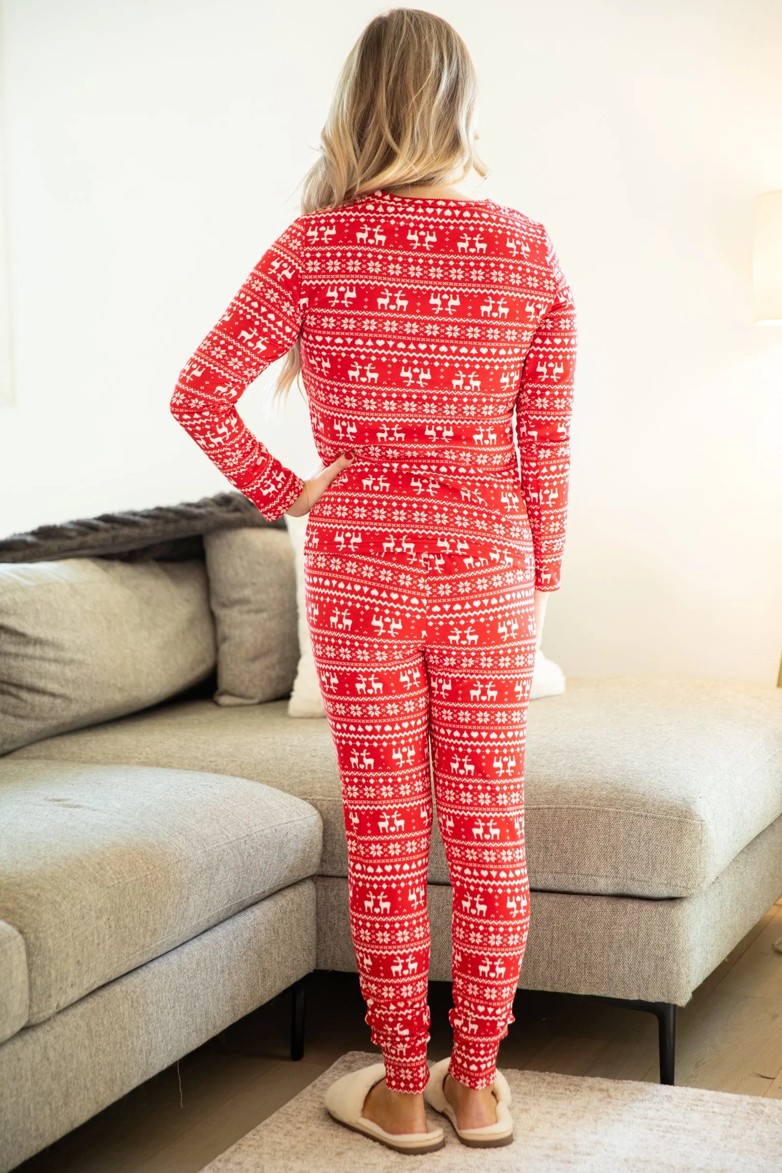 Red and White Fair Isle Lounge Set