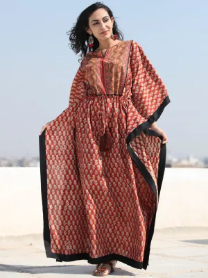 Rust Red Black Hand Block Printed Kaftan - K130F1737