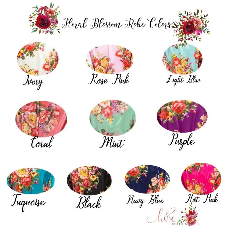 Silk Bridesmaid Robes, Bridesmaid Gifts, Coral Floral Robe, Bride Robe, Bridal Party Robes, Bridesmaid Gifts, Plus Size Robe