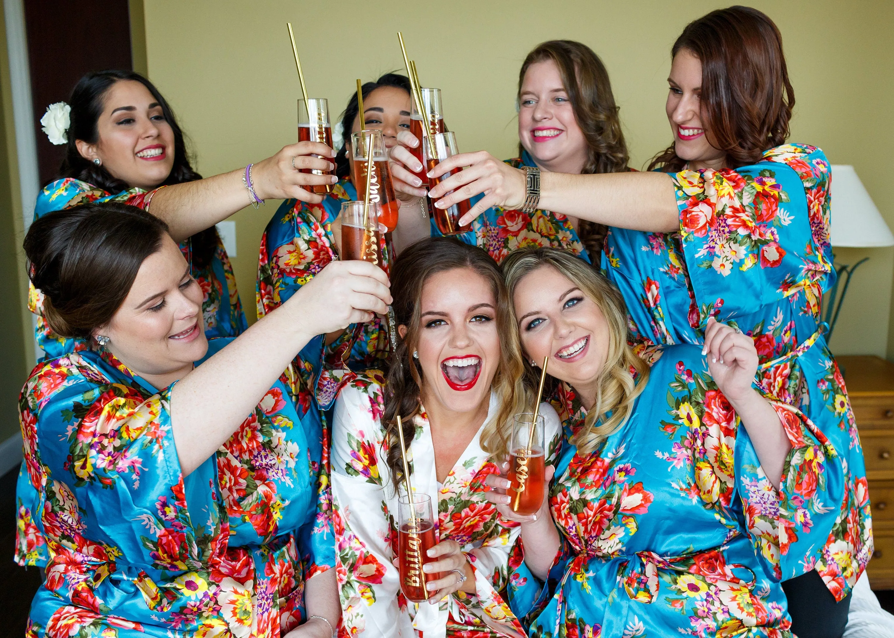 Silk Bridesmaid Robes, Bridesmaid Gifts, Coral Floral Robe, Bride Robe, Bridal Party Robes, Bridesmaid Gifts, Plus Size Robe