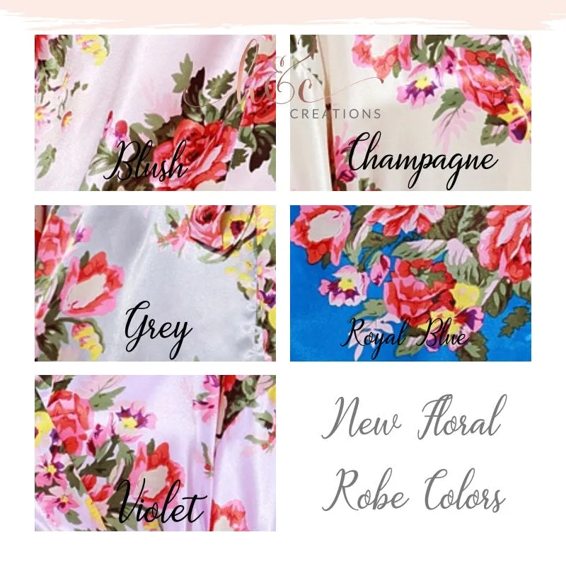 Silk Bridesmaid Robes, Bridesmaid Gifts, Coral Floral Robe, Bride Robe, Bridal Party Robes, Bridesmaid Gifts, Plus Size Robe