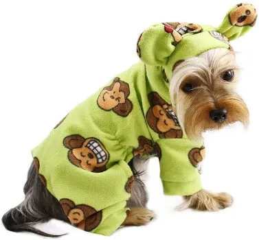 Silly Monkey Fleece Hooded Pajamas - Lime