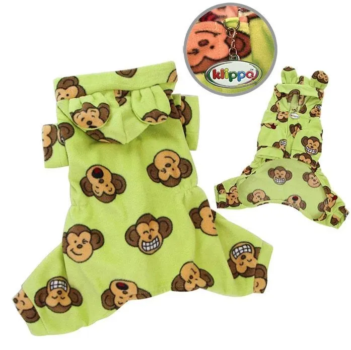 Silly Monkey Fleece Hooded Pajamas - Lime