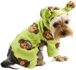 Silly Monkey Fleece Hooded Pajamas - Lime
