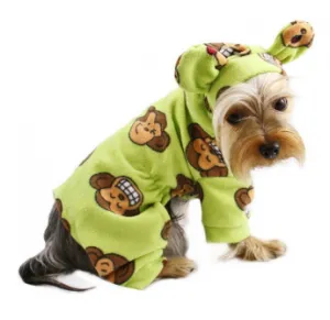 Silly Monkey Fleece Hooded Pajamas - Lime