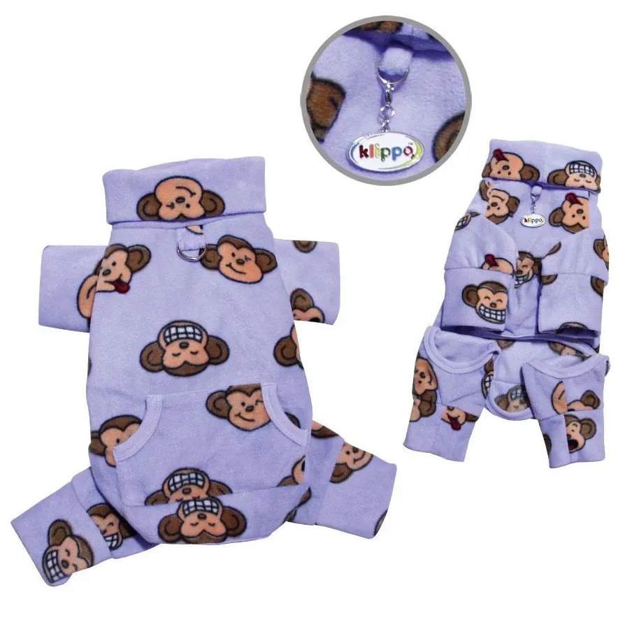 Silly Monkey Fleece Turtleneck Pajamas - Lavender