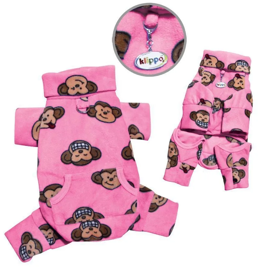 Silly Monkey Fleece Turtleneck Pajamas - Pink