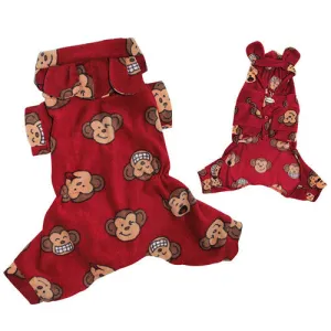 Silly Monkey Hooded Pajamas — Red