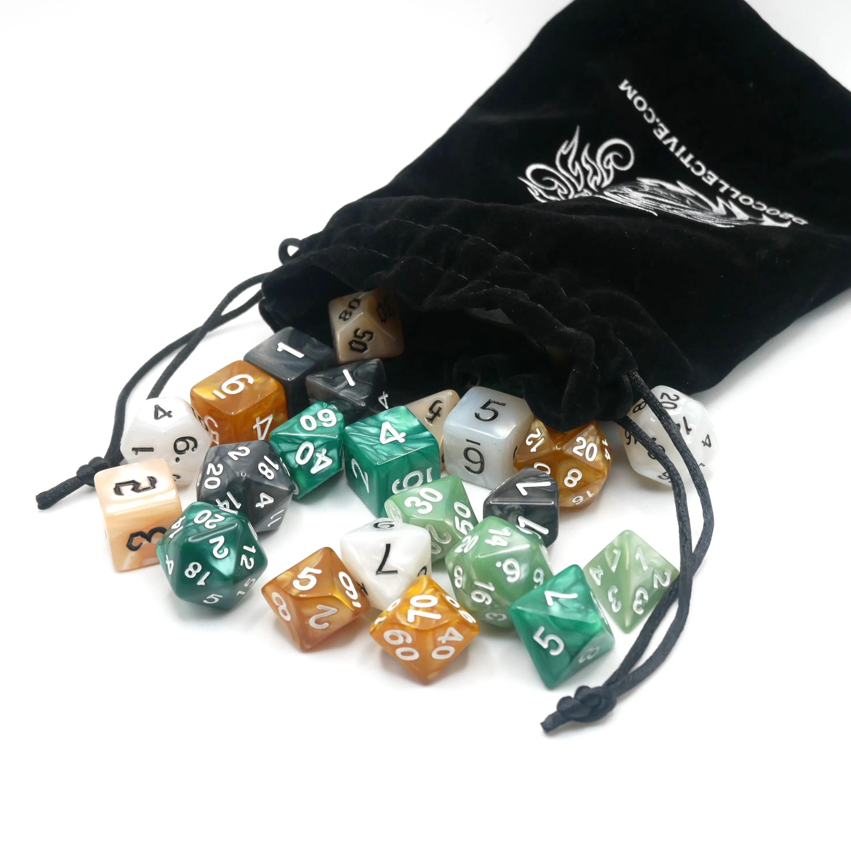 Terrestrial Bundle - 6 Set Bundle w/ Dice Bag - 7 Piece DnD Dice Sets | Acrylic RPG Gaming Dice