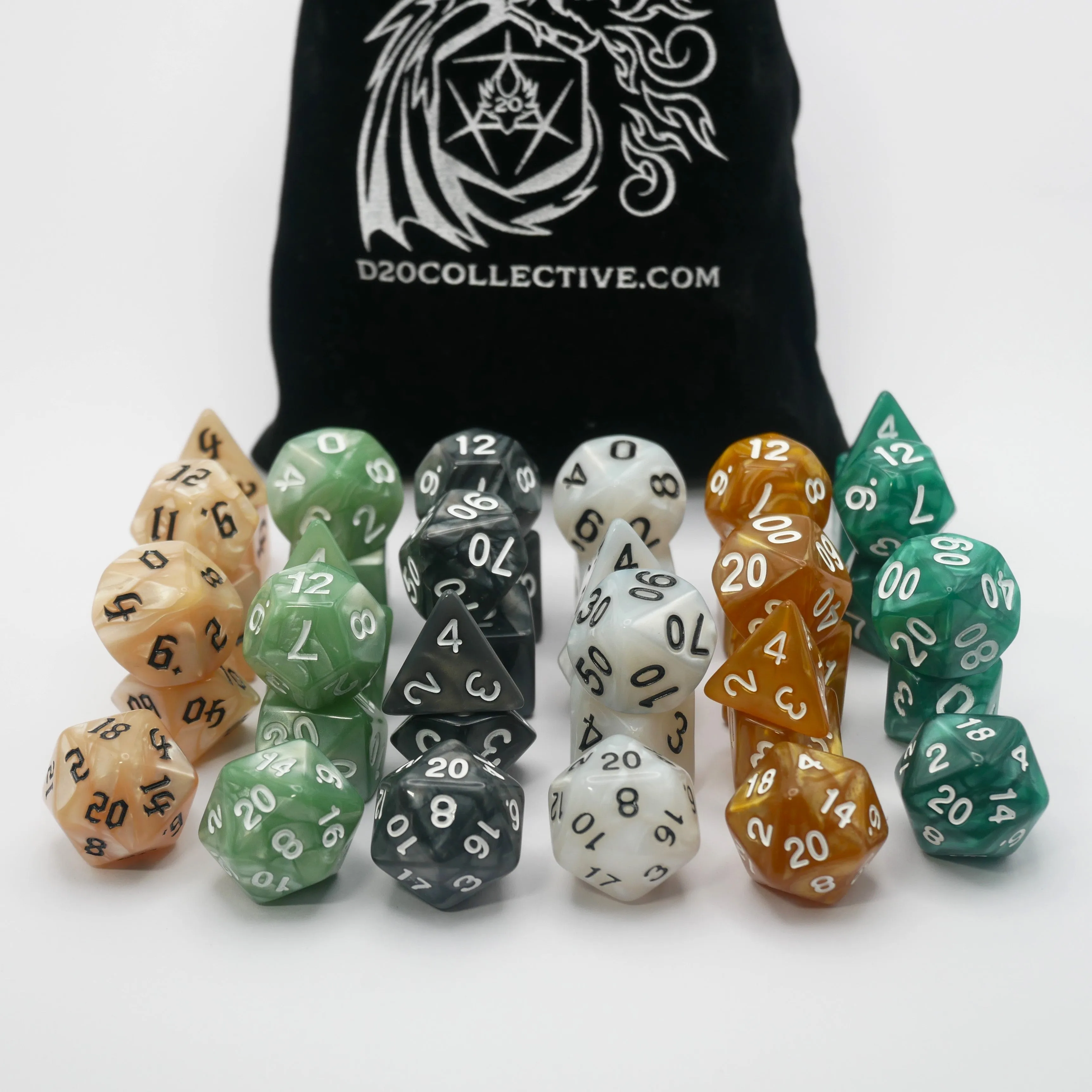 Terrestrial Bundle - 6 Set Bundle w/ Dice Bag - 7 Piece DnD Dice Sets | Acrylic RPG Gaming Dice