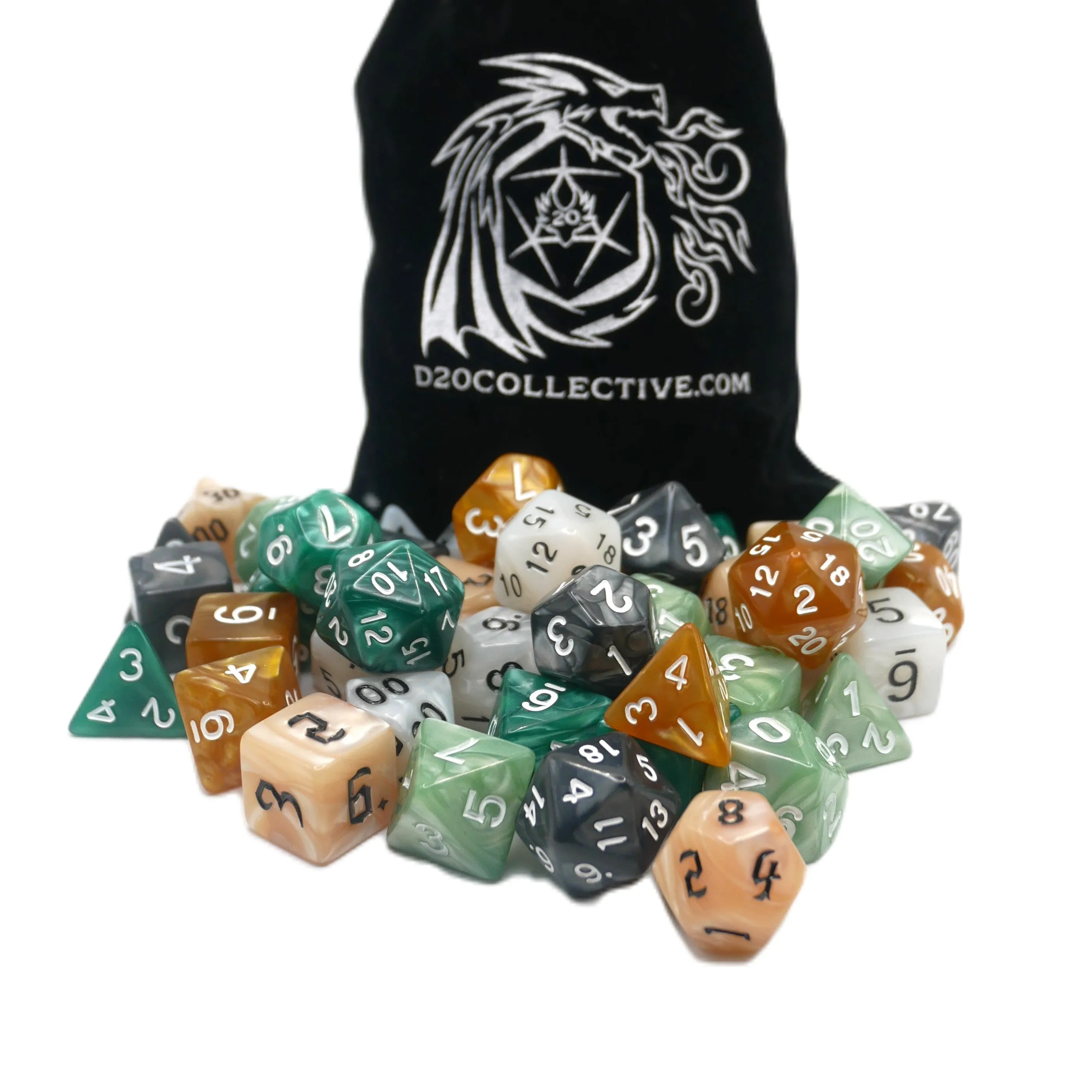 Terrestrial Bundle - 6 Set Bundle w/ Dice Bag - 7 Piece DnD Dice Sets | Acrylic RPG Gaming Dice