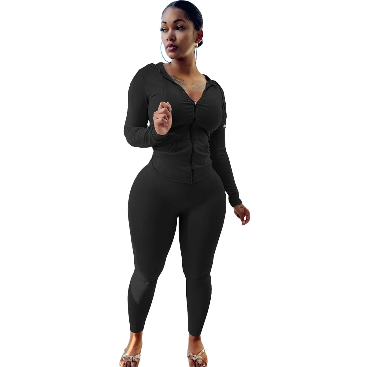 Tracksuits Two 2 Piece Set Autumn Winter Women Casual Solid Sporty Hoodies Jacket Pants Suit Sportswear Trouser Athletic Outfits
