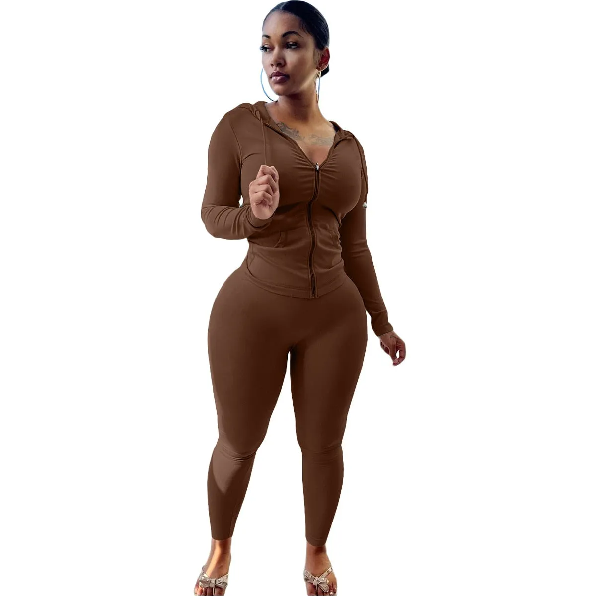 Tracksuits Two 2 Piece Set Autumn Winter Women Casual Solid Sporty Hoodies Jacket Pants Suit Sportswear Trouser Athletic Outfits