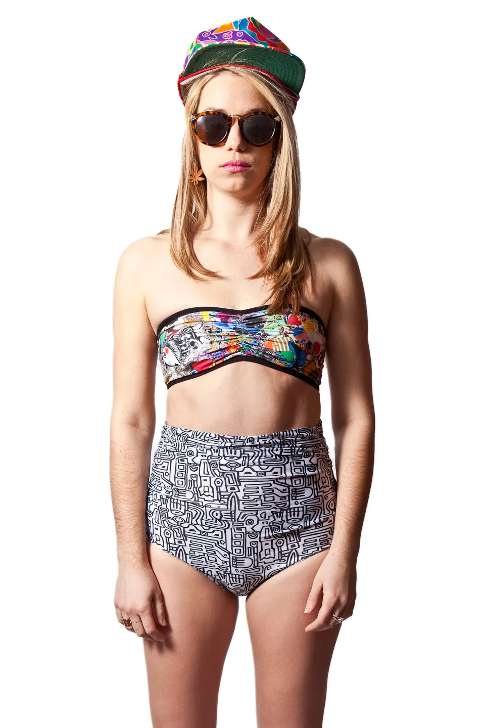 Tribal High Waist Swim Bottom (Small)
