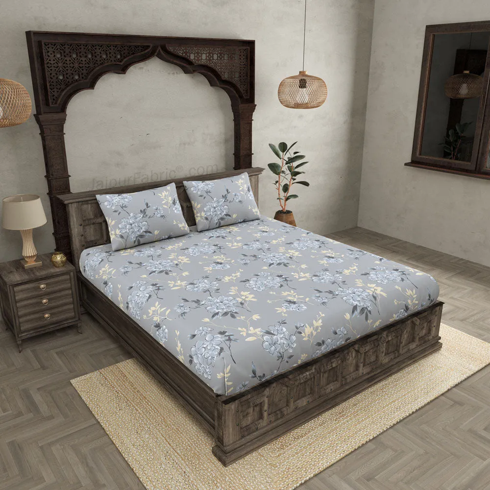 Tropical Floral Blue King Size BedSheet