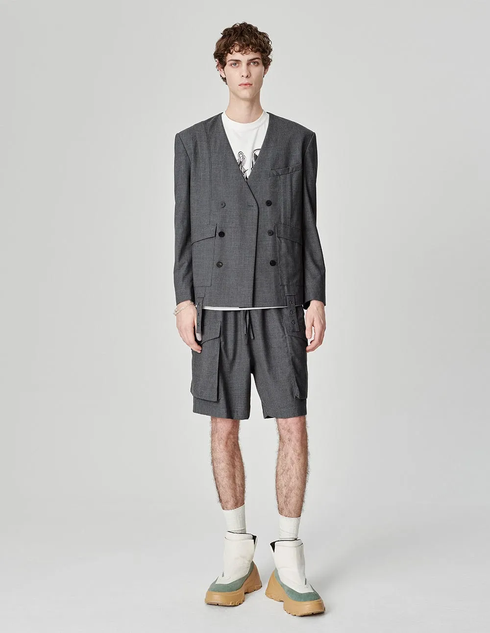 Unisex Grey Casual Blazer