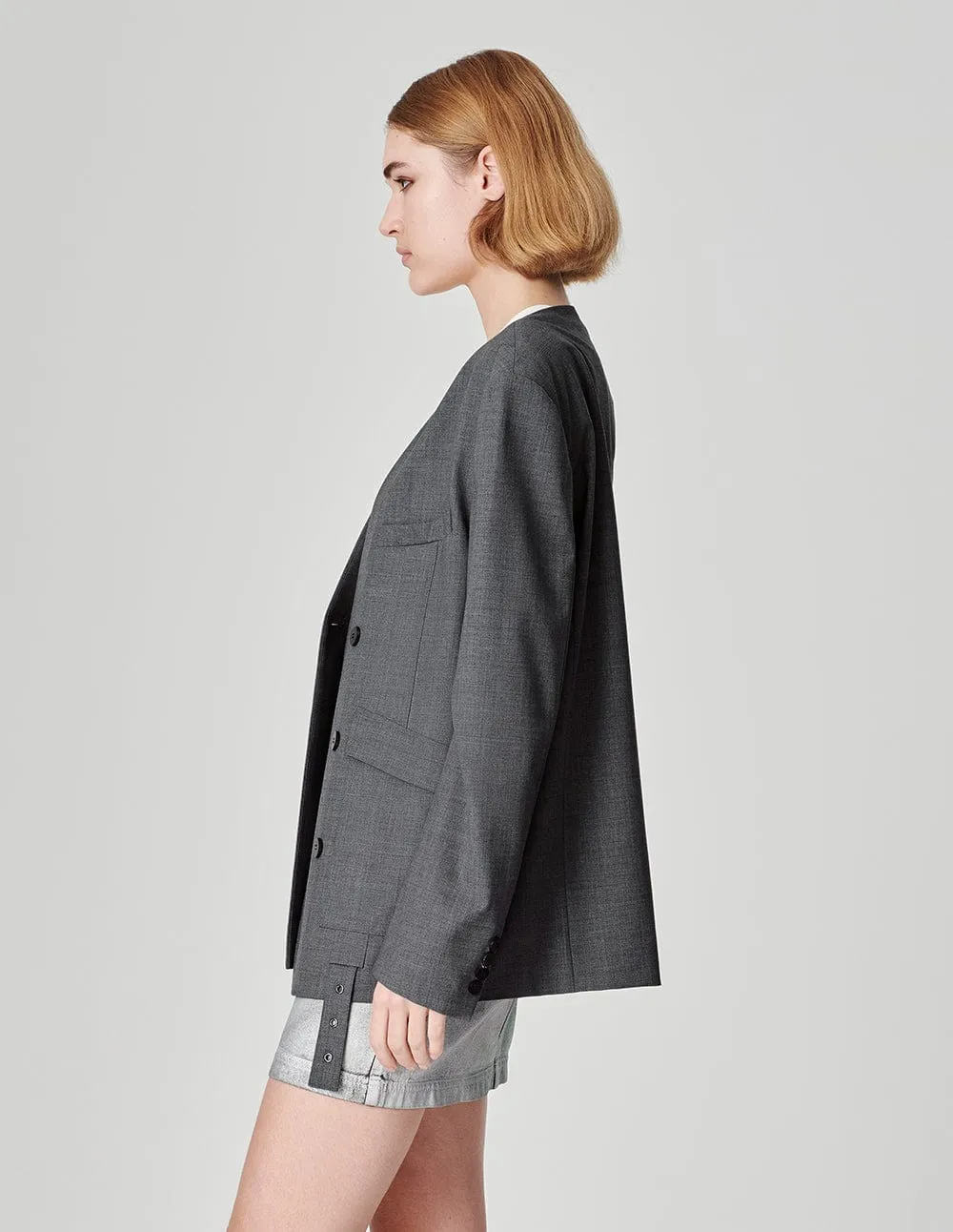 Unisex Grey Casual Blazer