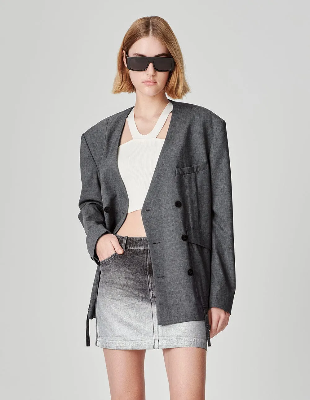 Unisex Grey Casual Blazer