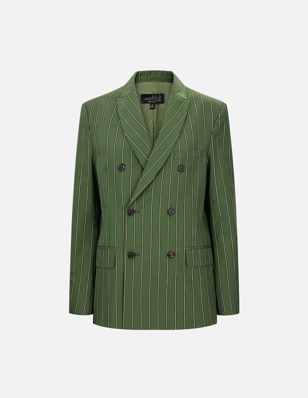 Unisex Olive Green Striped Blazer