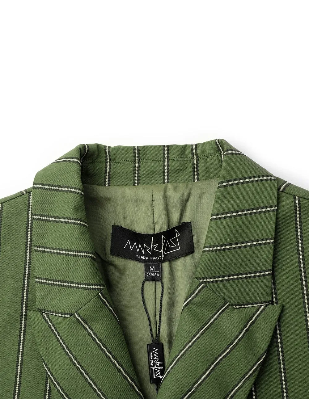 Unisex Olive Green Striped Blazer