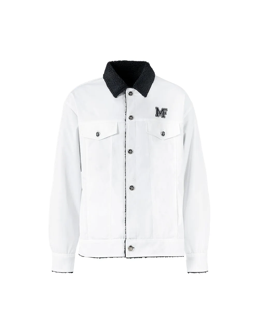 Unisex White Embroidered Casual Jacket