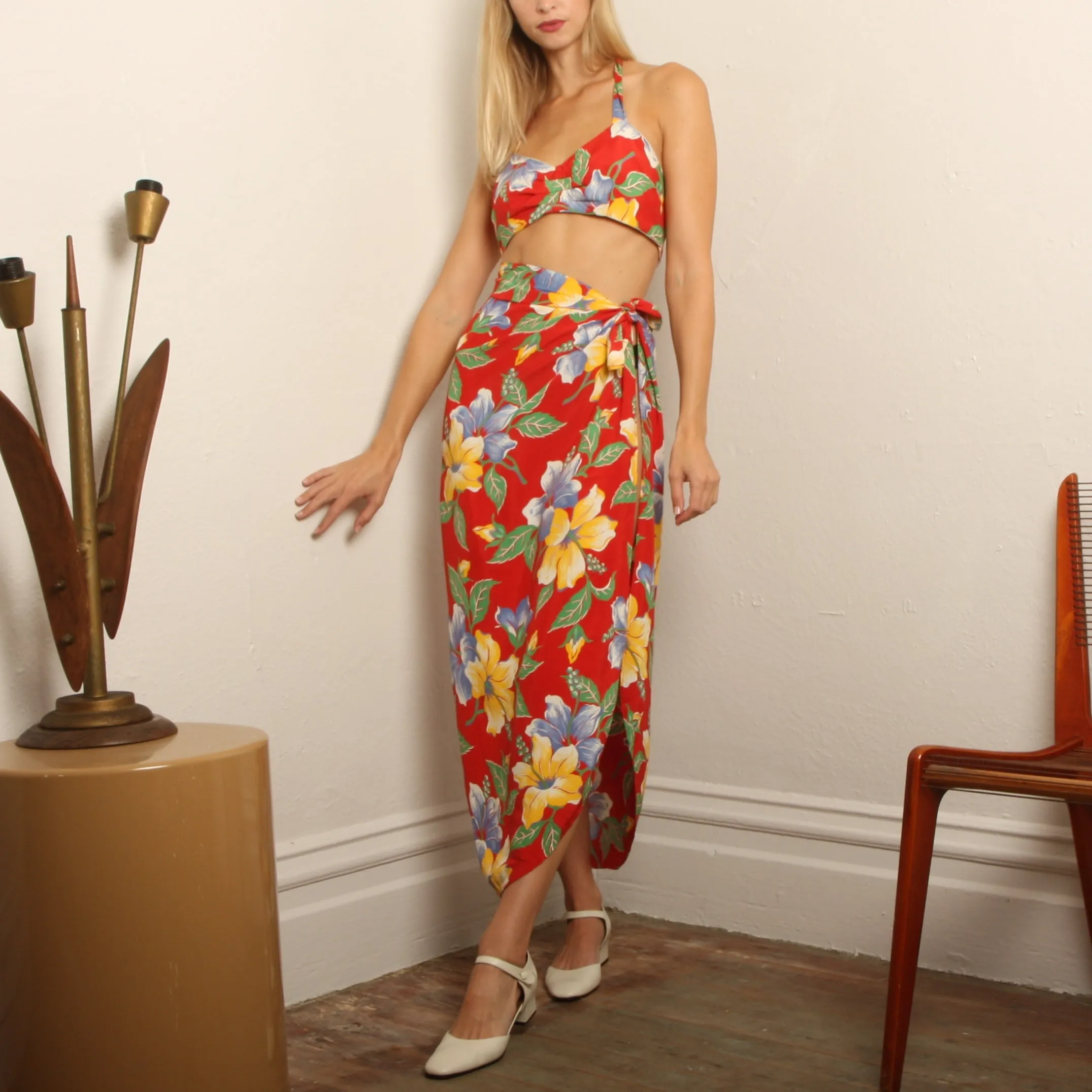 Vintage 30's/40's Hawaiian Rayon Sarong Ensemble