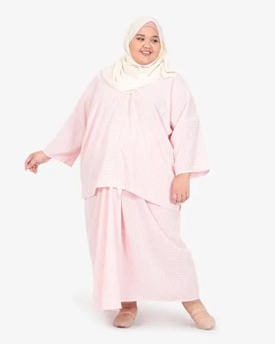 Wareesha Raya Gingham Pario Kurung Set - Pink