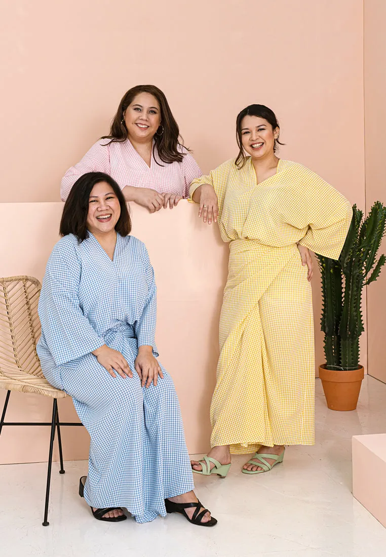 Wareesha Raya Gingham Pario Kurung Set - Pink