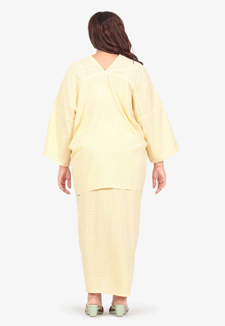 Wareesha Raya Gingham Pario Kurung Set - Pink