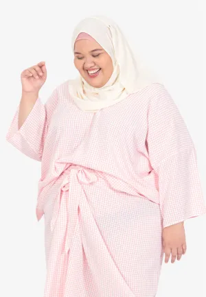 Wareesha Raya Gingham Pario Kurung Set - Pink
