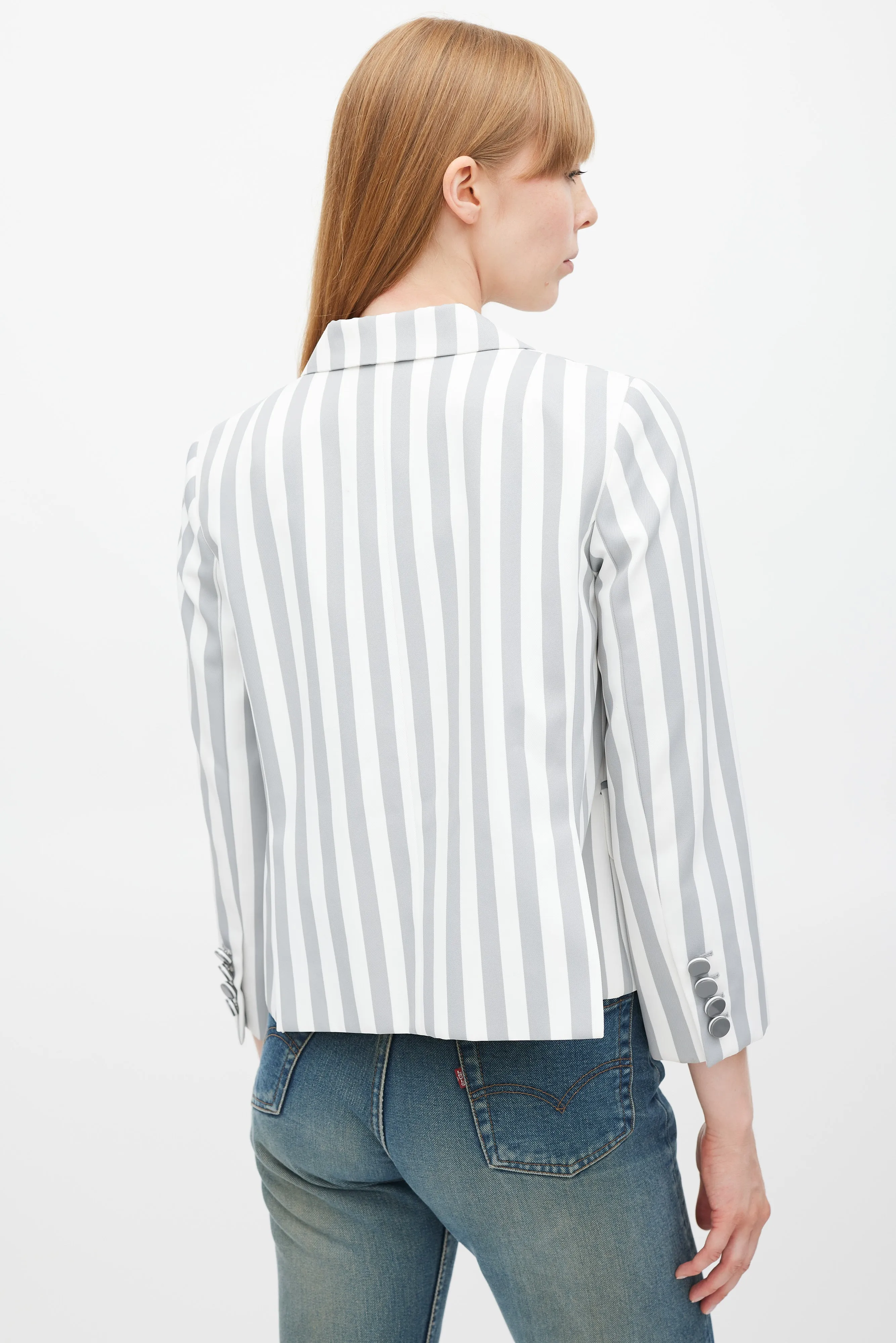White & Grey Striped Blazer