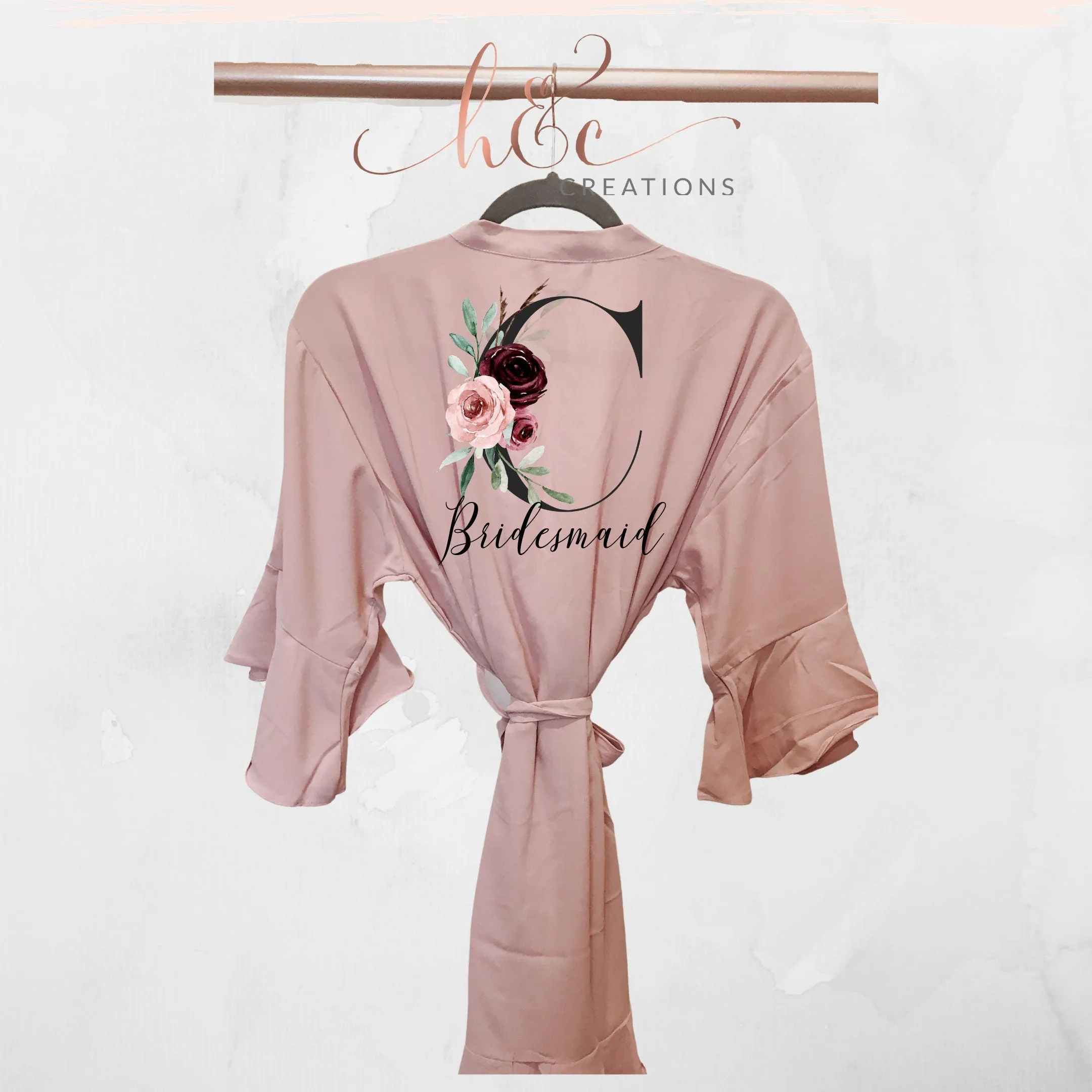 White Ruffle Robes for Bridal Party,  Bride Robe personalized, Silk Robes for Bridesmaids, Satin Robes Personalized