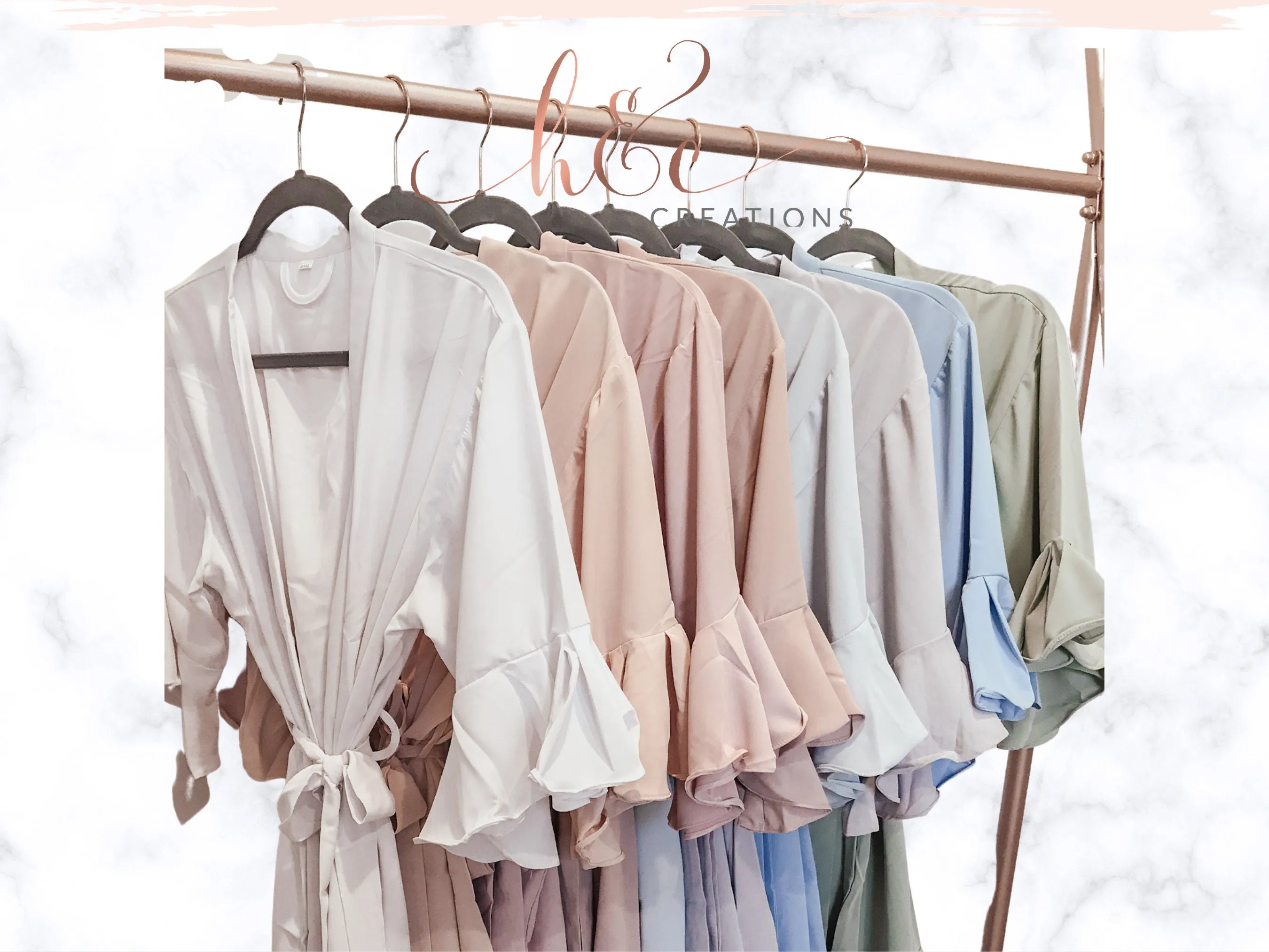 White Ruffle Robes for Bridal Party,  Bride Robe personalized, Silk Robes for Bridesmaids, Satin Robes Personalized