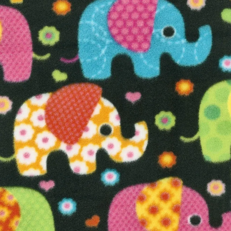 Winterfleece Prints Children - Elephants Multi Fleece Yardage