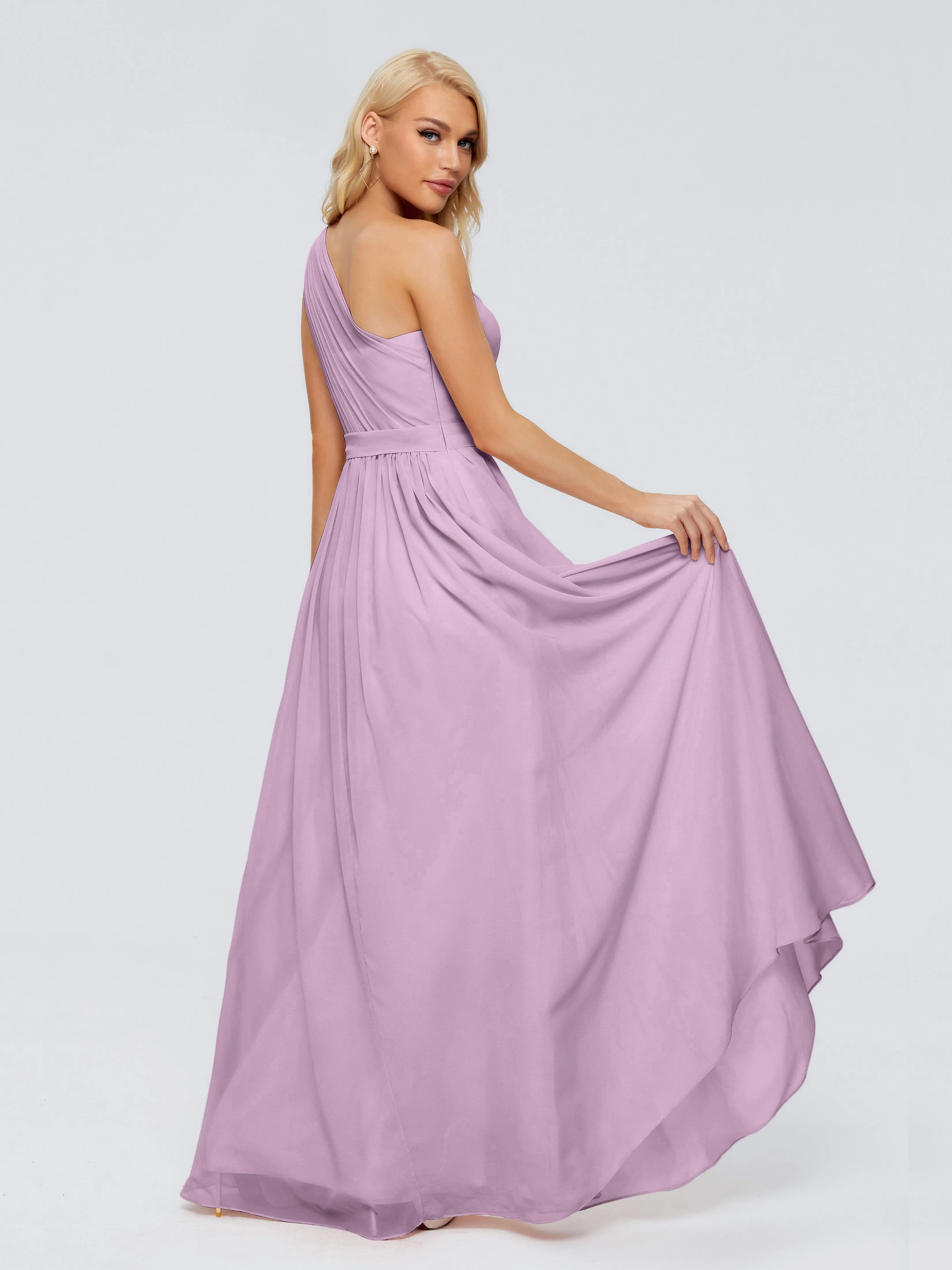 Wisteria Bridesmaid Dress Arabella One Shoulder Sash Bridesmaid Dresses