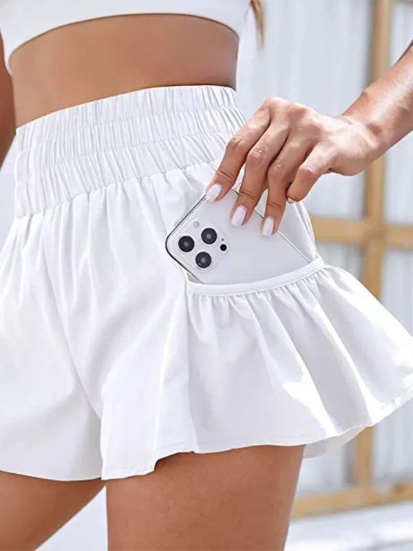 Women's Fitness Running Quick Dry High Waist Shorts with Pockets