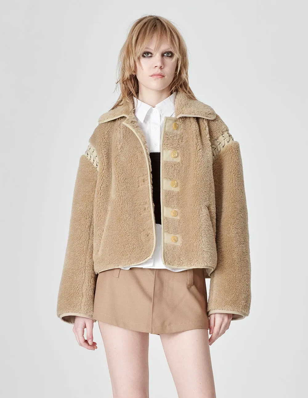 Women's Strappy Eco-Friendly Fur Pea Coat