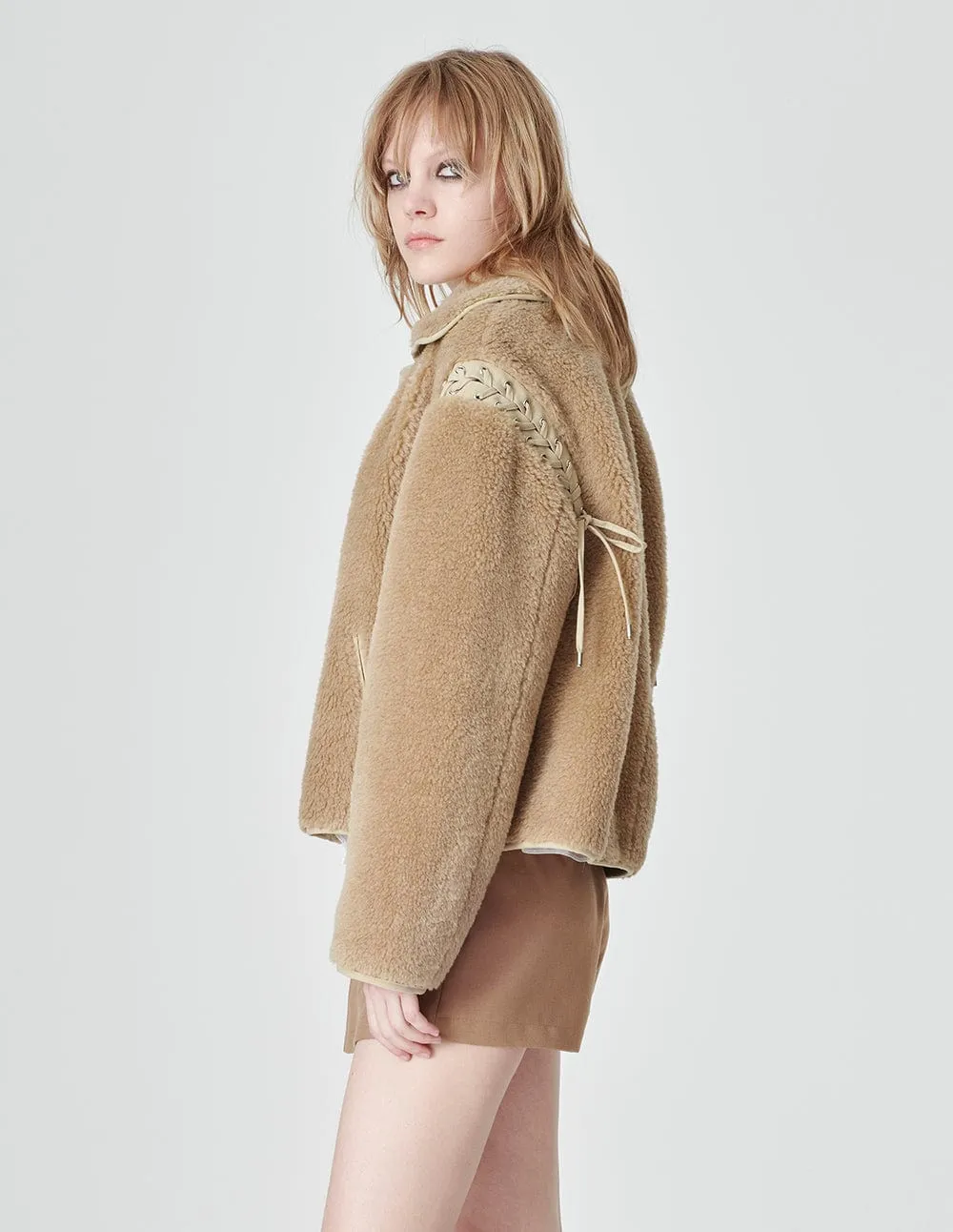 Women's Strappy Eco-Friendly Fur Pea Coat