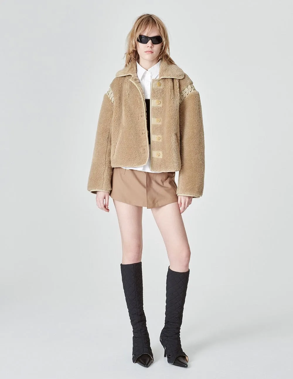 Women's Strappy Eco-Friendly Fur Pea Coat