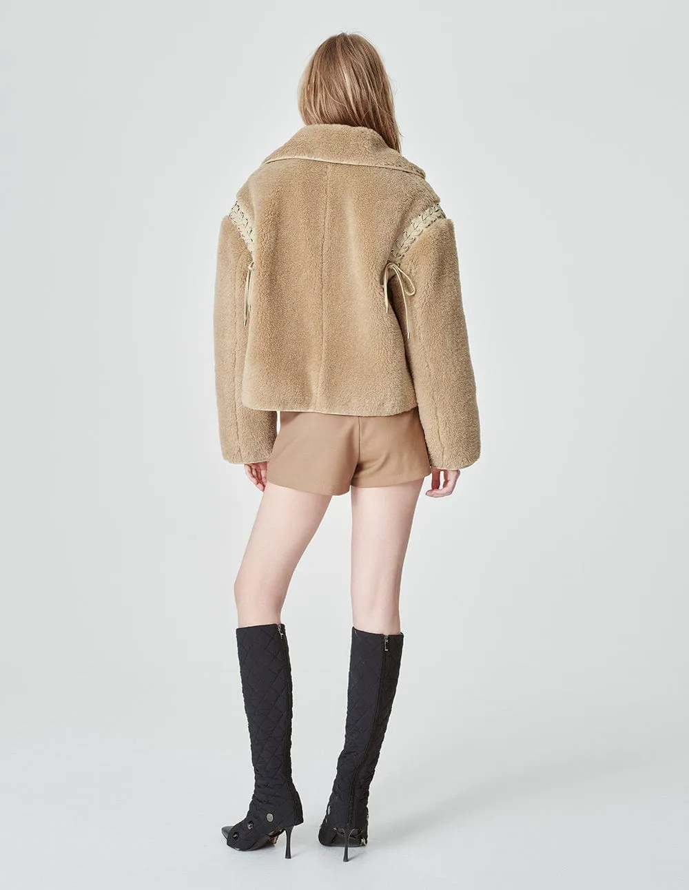 Women's Strappy Eco-Friendly Fur Pea Coat
