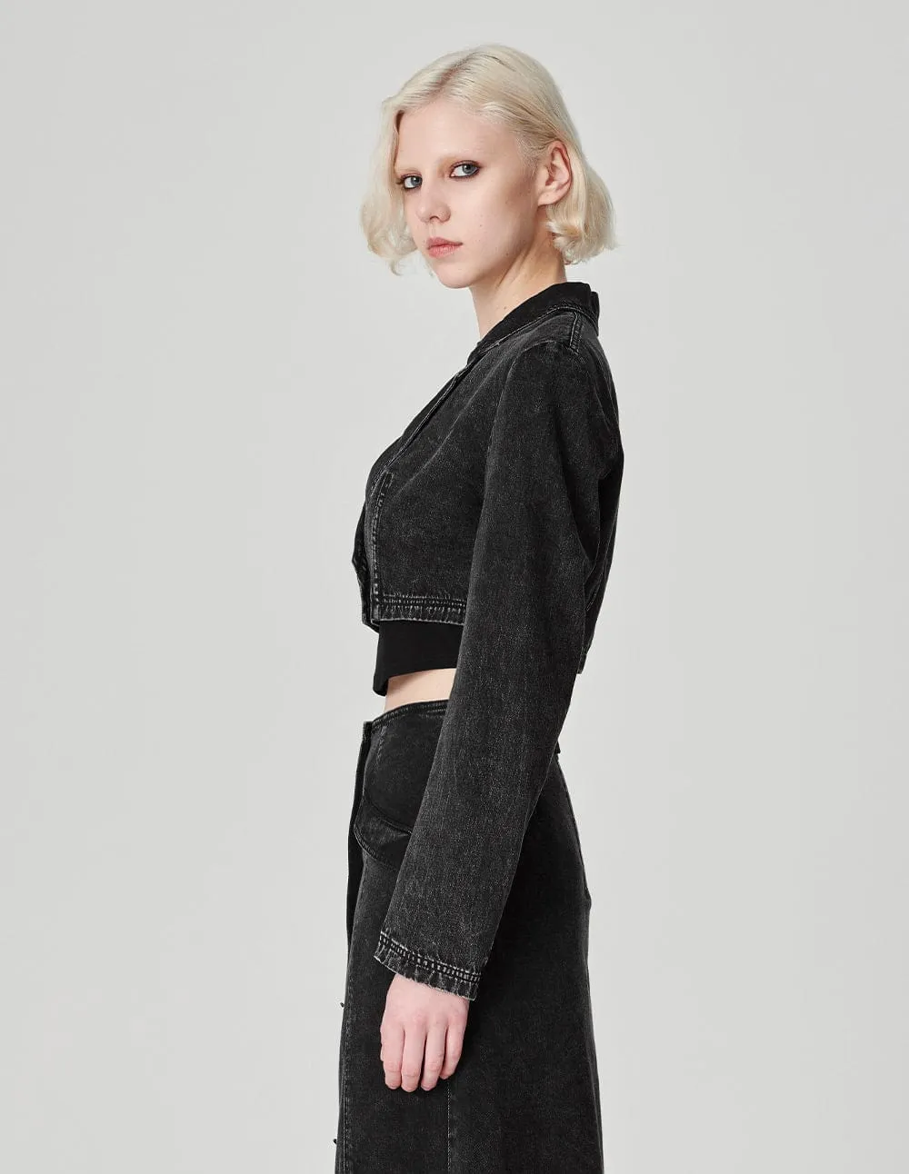 Women's Washed Denim Short Blazer