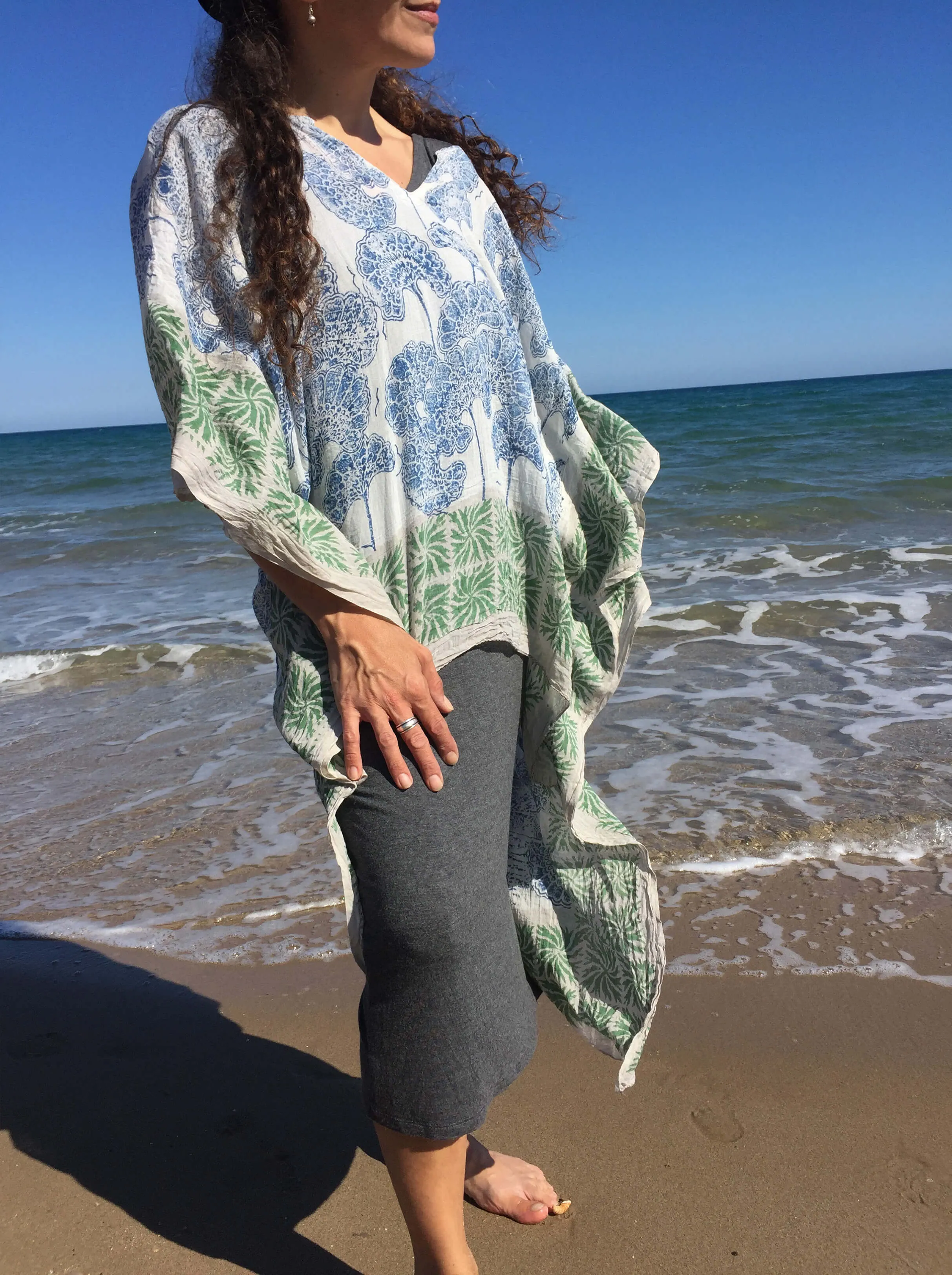 Wood Block Print Kaftan Floral Pattern