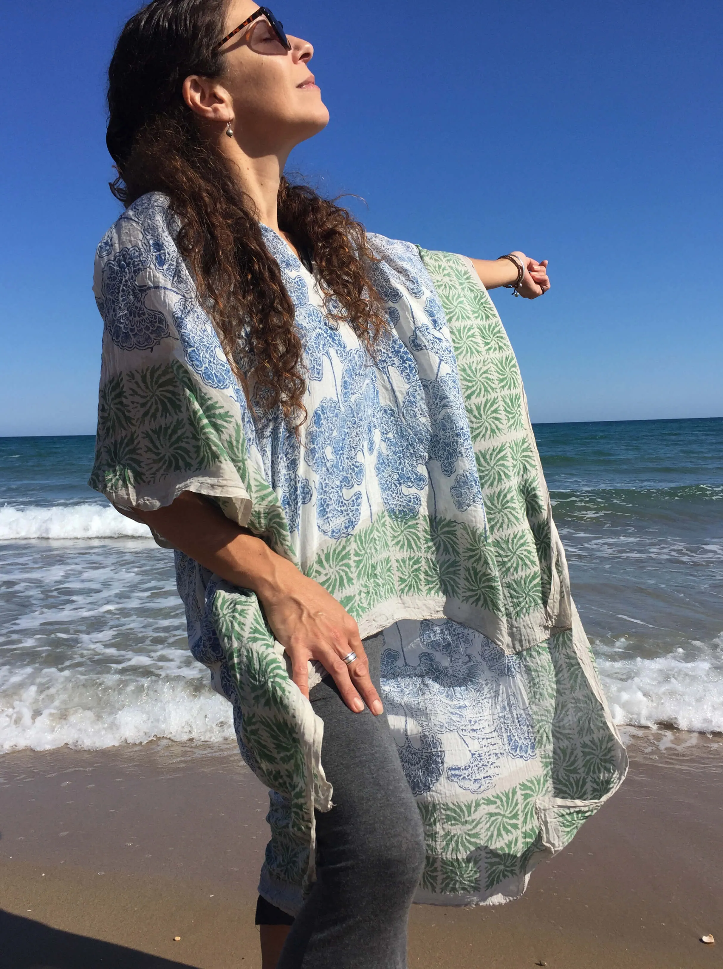 Wood Block Print Kaftan Floral Pattern