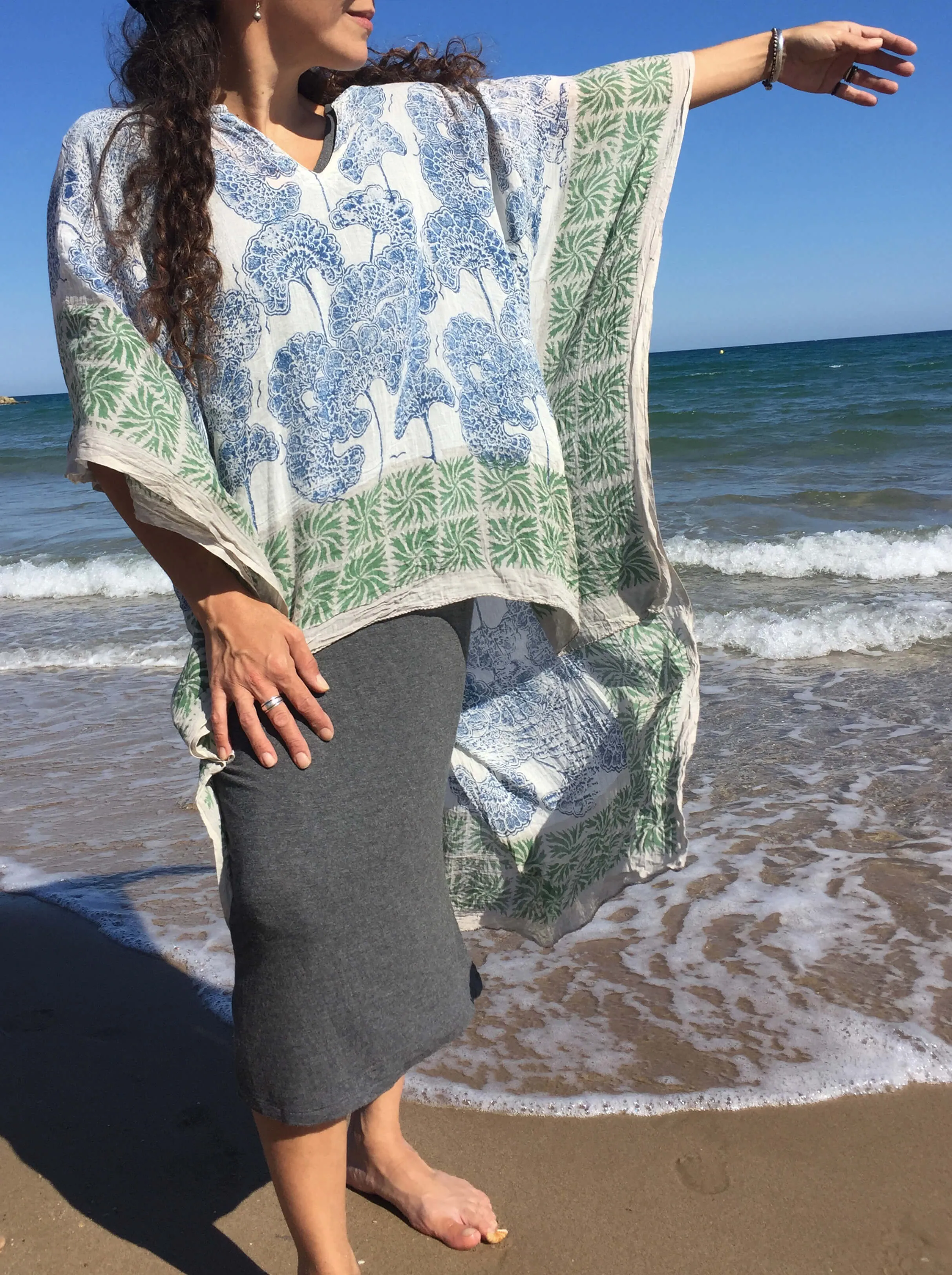 Wood Block Print Kaftan Floral Pattern