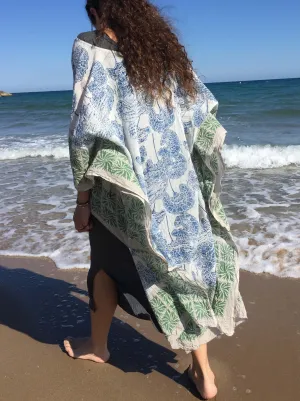 Wood Block Print Kaftan Floral Pattern