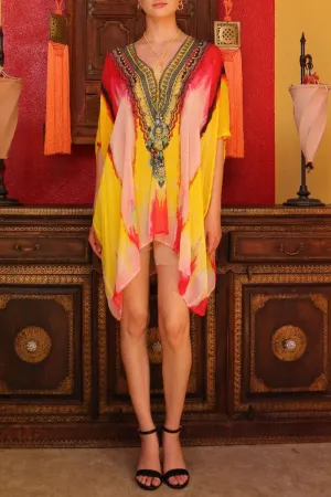 yellow Kaftan Tops Convertible